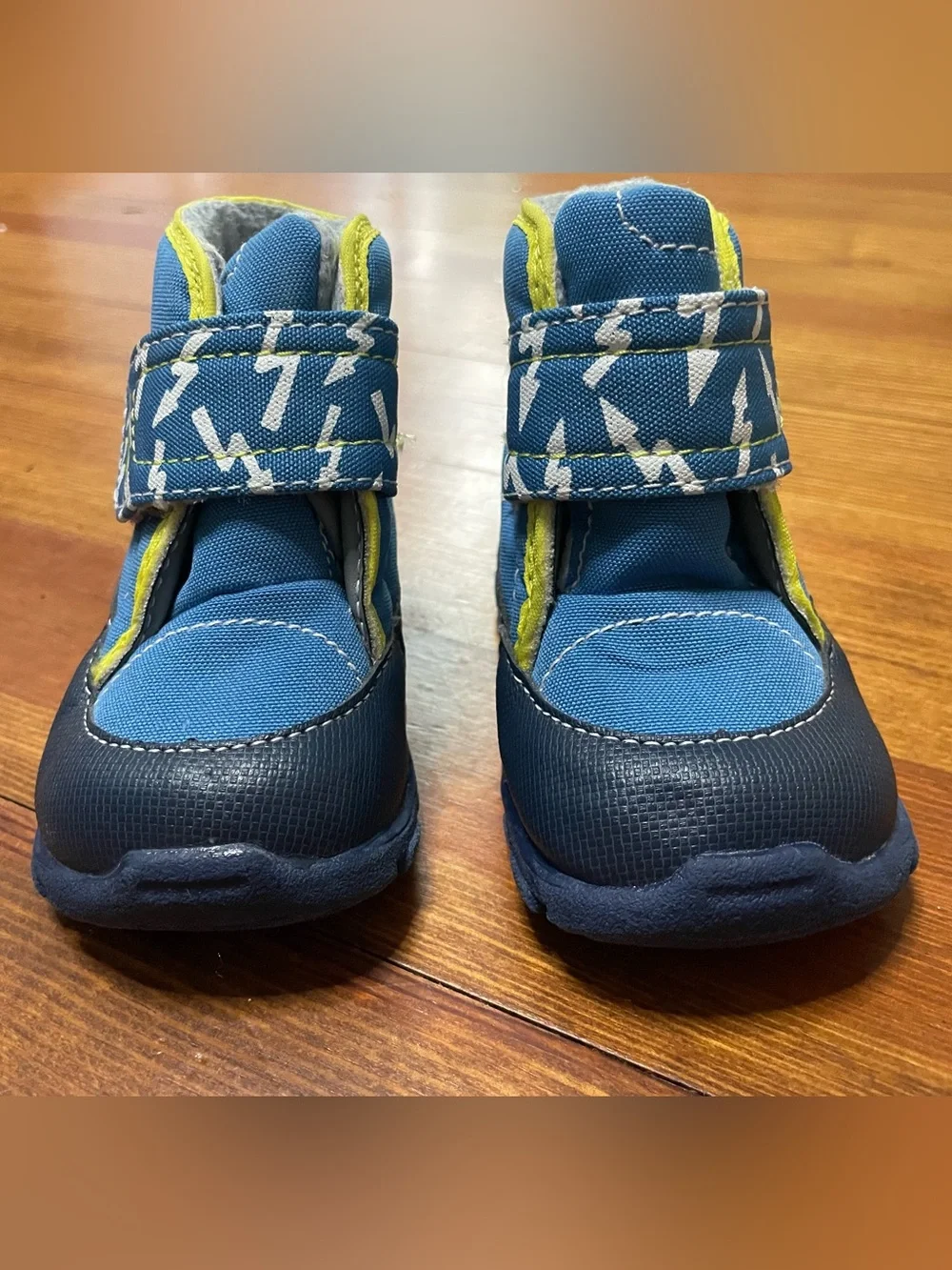See Kai Run Blue and Yellow Lightning Strap Winter Snow Boots Size 5